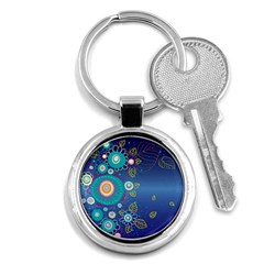 Flower Blue Floral Sunflower Star Polka Dots Sexy Key Chains (round) 