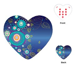 Flower Blue Floral Sunflower Star Polka Dots Sexy Playing Cards (heart)  by Mariart