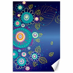 Flower Blue Floral Sunflower Star Polka Dots Sexy Canvas 24  X 36  by Mariart