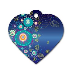 Flower Blue Floral Sunflower Star Polka Dots Sexy Dog Tag Heart (one Side)