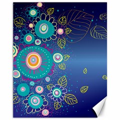 Flower Blue Floral Sunflower Star Polka Dots Sexy Canvas 11  X 14  