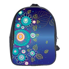 Flower Blue Floral Sunflower Star Polka Dots Sexy School Bag (large)