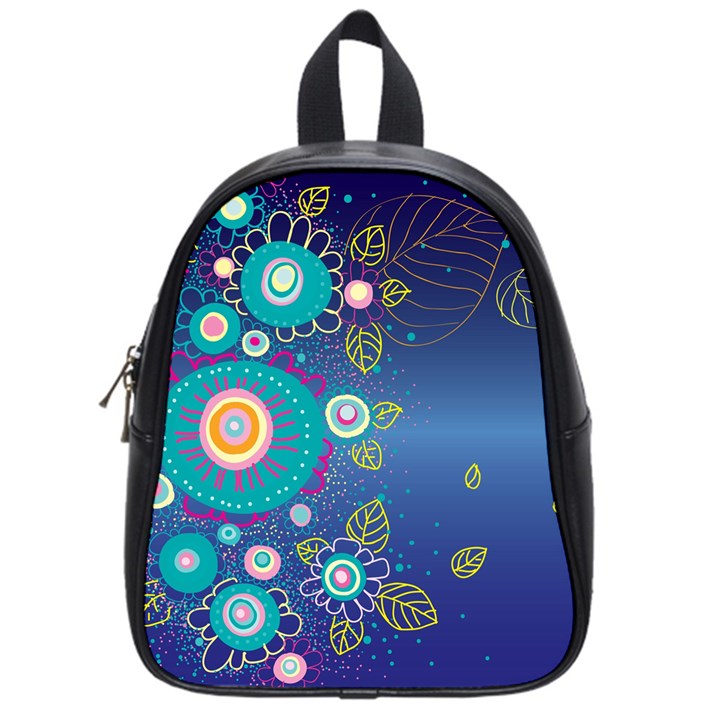 Flower Blue Floral Sunflower Star Polka Dots Sexy School Bag (Small)