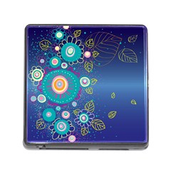 Flower Blue Floral Sunflower Star Polka Dots Sexy Memory Card Reader (square) by Mariart