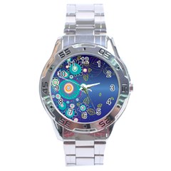 Flower Blue Floral Sunflower Star Polka Dots Sexy Stainless Steel Analogue Watch