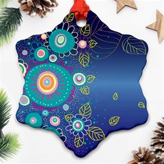 Flower Blue Floral Sunflower Star Polka Dots Sexy Ornament (snowflake)