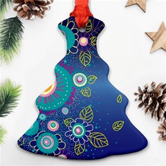 Flower Blue Floral Sunflower Star Polka Dots Sexy Ornament (christmas Tree) 