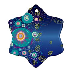 Flower Blue Floral Sunflower Star Polka Dots Sexy Snowflake Ornament (two Sides)