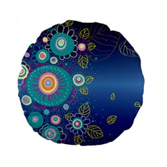 Flower Blue Floral Sunflower Star Polka Dots Sexy Standard 15  Premium Round Cushions by Mariart