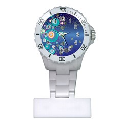 Flower Blue Floral Sunflower Star Polka Dots Sexy Plastic Nurses Watch