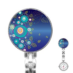 Flower Blue Floral Sunflower Star Polka Dots Sexy Stainless Steel Nurses Watch by Mariart