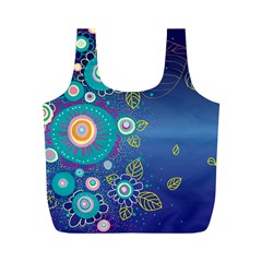 Flower Blue Floral Sunflower Star Polka Dots Sexy Full Print Recycle Bags (m) 