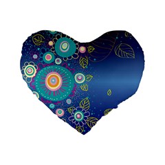 Flower Blue Floral Sunflower Star Polka Dots Sexy Standard 16  Premium Flano Heart Shape Cushions by Mariart