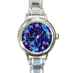 Dark Neon Stuff Blue Red Black Rainbow Light Round Italian Charm Watch by Mariart