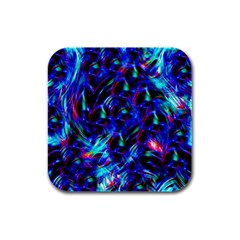 Dark Neon Stuff Blue Red Black Rainbow Light Rubber Square Coaster (4 Pack)  by Mariart