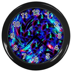 Dark Neon Stuff Blue Red Black Rainbow Light Wall Clocks (black) by Mariart