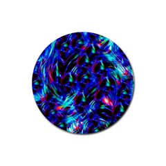 Dark Neon Stuff Blue Red Black Rainbow Light Rubber Round Coaster (4 Pack)  by Mariart