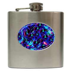 Dark Neon Stuff Blue Red Black Rainbow Light Hip Flask (6 Oz) by Mariart