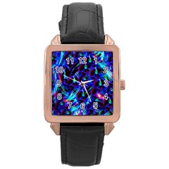 Dark Neon Stuff Blue Red Black Rainbow Light Rose Gold Leather Watch  by Mariart