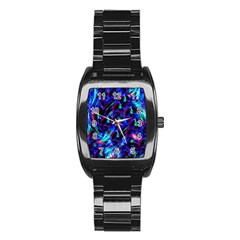 Dark Neon Stuff Blue Red Black Rainbow Light Stainless Steel Barrel Watch