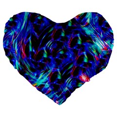 Dark Neon Stuff Blue Red Black Rainbow Light Large 19  Premium Flano Heart Shape Cushions