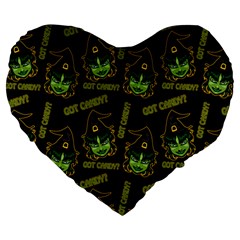 Pattern Halloween Witch Got Candy? Icreate Large 19  Premium Flano Heart Shape Cushions