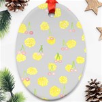 Cute Fruit Cerry Yellow Green Pink Oval Ornament (Two Sides) Front