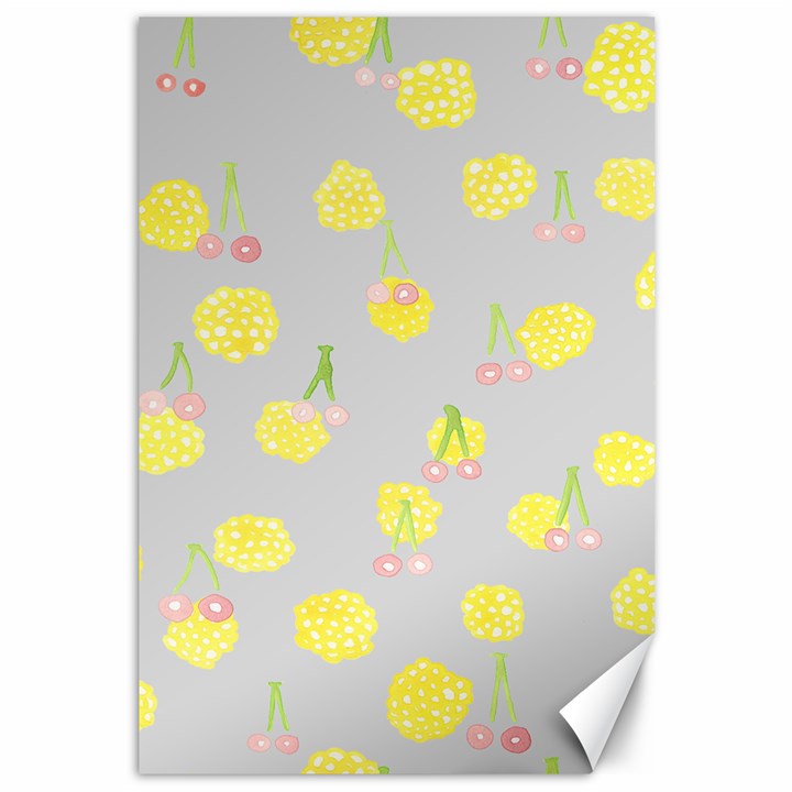 Cute Fruit Cerry Yellow Green Pink Canvas 12  x 18  