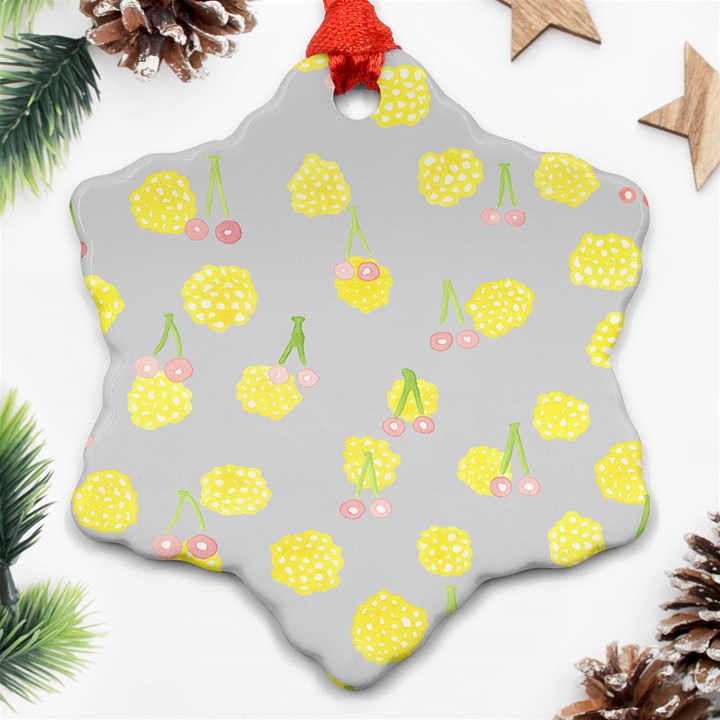 Cute Fruit Cerry Yellow Green Pink Ornament (Snowflake)