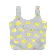 Cute Fruit Cerry Yellow Green Pink Full Print Recycle Bags (M) 