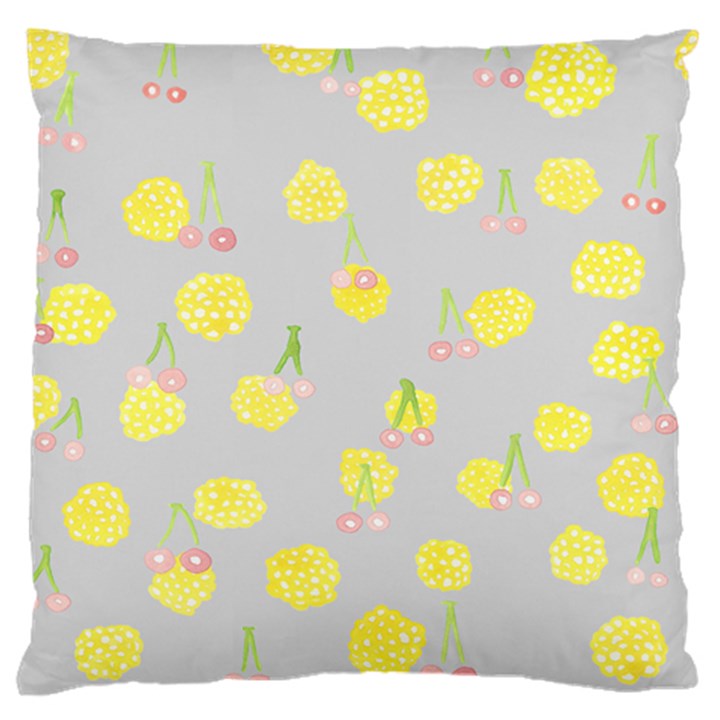 Cute Fruit Cerry Yellow Green Pink Large Flano Cushion Case (One Side)