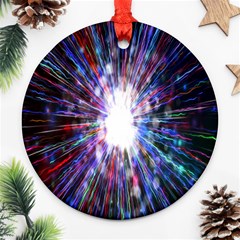 Seamless Animation Of Abstract Colorful Laser Light And Fireworks Rainbow Ornament (round) by Mariart