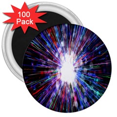 Seamless Animation Of Abstract Colorful Laser Light And Fireworks Rainbow 3  Magnets (100 Pack)