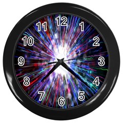 Seamless Animation Of Abstract Colorful Laser Light And Fireworks Rainbow Wall Clocks (black)