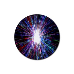 Seamless Animation Of Abstract Colorful Laser Light And Fireworks Rainbow Rubber Round Coaster (4 Pack) 