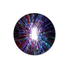 Seamless Animation Of Abstract Colorful Laser Light And Fireworks Rainbow Magnet 3  (round)