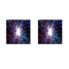 Seamless Animation Of Abstract Colorful Laser Light And Fireworks Rainbow Cufflinks (square)