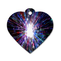 Seamless Animation Of Abstract Colorful Laser Light And Fireworks Rainbow Dog Tag Heart (one Side)