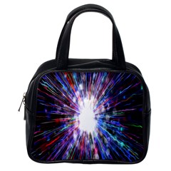 Seamless Animation Of Abstract Colorful Laser Light And Fireworks Rainbow Classic Handbags (one Side)