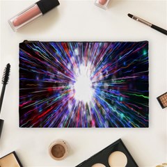 Seamless Animation Of Abstract Colorful Laser Light And Fireworks Rainbow Cosmetic Bag (large) 