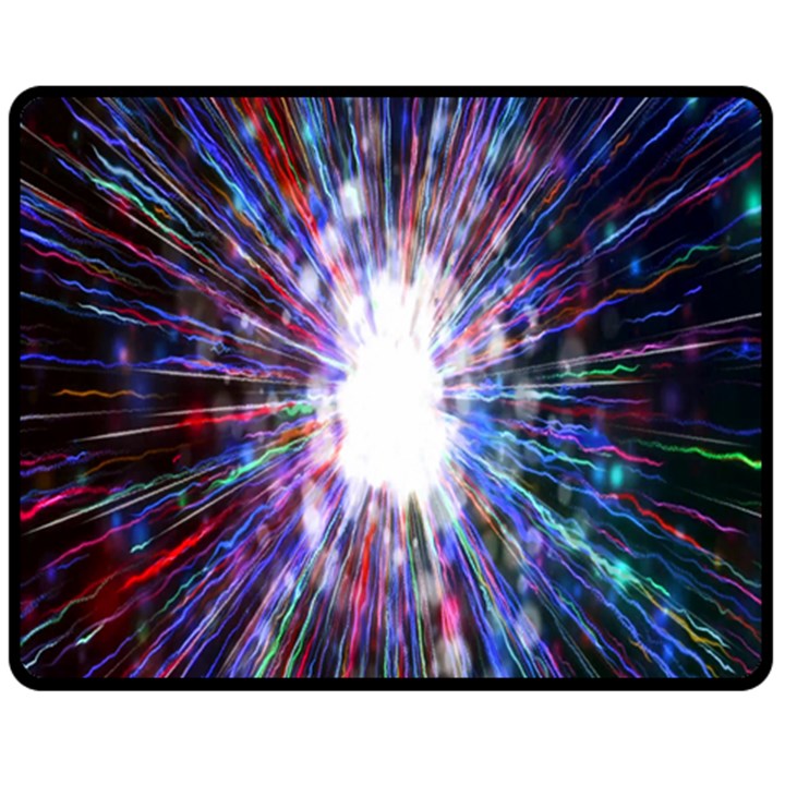 Seamless Animation Of Abstract Colorful Laser Light And Fireworks Rainbow Fleece Blanket (Medium) 