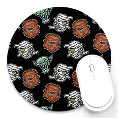 Pattern Halloween Werewolf Mummy Vampire Icreate Round Mousepads by iCreate