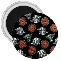 Pattern Halloween Werewolf Mummy Vampire Icreate 3  Magnets by iCreate