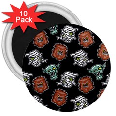 Pattern Halloween Werewolf Mummy Vampire Icreate 3  Magnets (10 Pack)  by iCreate