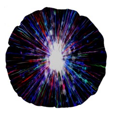 Seamless Animation Of Abstract Colorful Laser Light And Fireworks Rainbow Large 18  Premium Flano Round Cushions