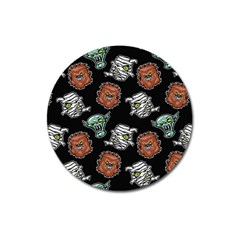 Pattern Halloween Werewolf Mummy Vampire Icreate Magnet 3  (round) by iCreate