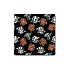 Pattern Halloween Werewolf Mummy Vampire Icreate Square Magnet by iCreate