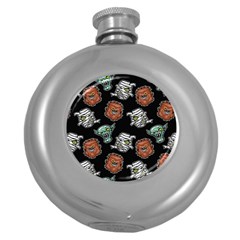 Pattern Halloween Werewolf Mummy Vampire Icreate Round Hip Flask (5 Oz) by iCreate