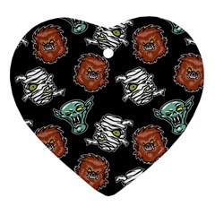 Pattern Halloween Werewolf Mummy Vampire Icreate Heart Ornament (two Sides) by iCreate