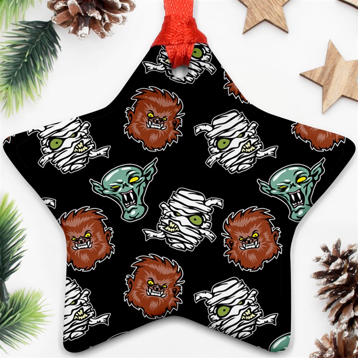 Pattern Halloween Werewolf Mummy Vampire iCreate Star Ornament (Two Sides)